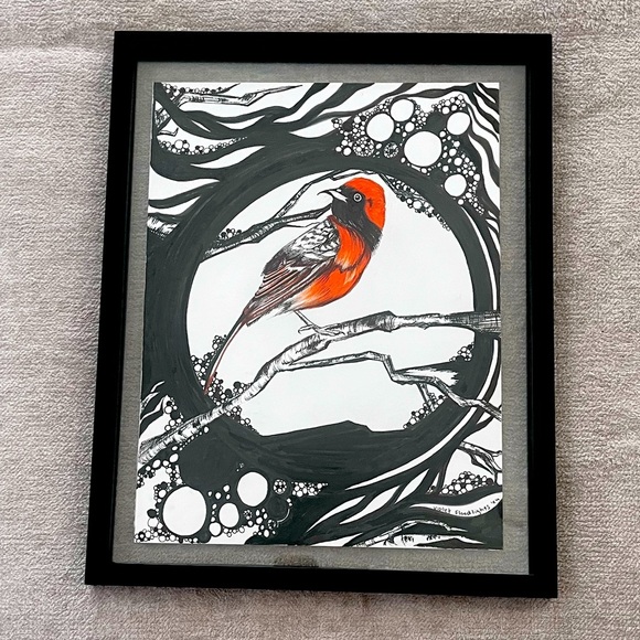 Hand-Drawn Bird Zentangle Alcohol Marker Art by Leah Jurim – Violet Floodlights - Picture 2 of 10